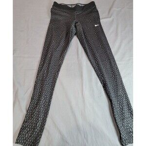 Women Black Gray Patterned Running Leggings Ankle Length Zip Pocket gym running